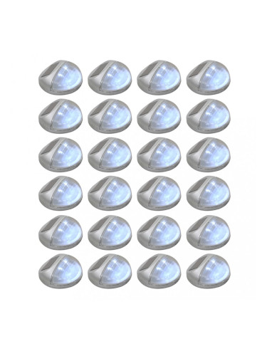 Sonata Градински соларни стенни лампи, LED, 24 бр, кръгли, сребристи