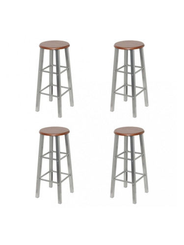 Sonata Бар табуретки, 4 бр, сребристо и кафяво, МДФ