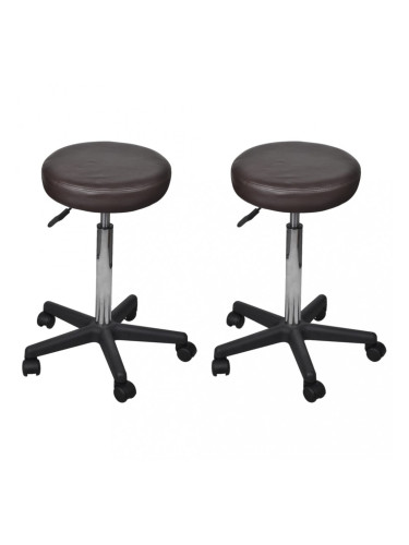Sonata Офис табуретки, 2 бр, кафяви, 35,5x98 см, изкуствена кожа