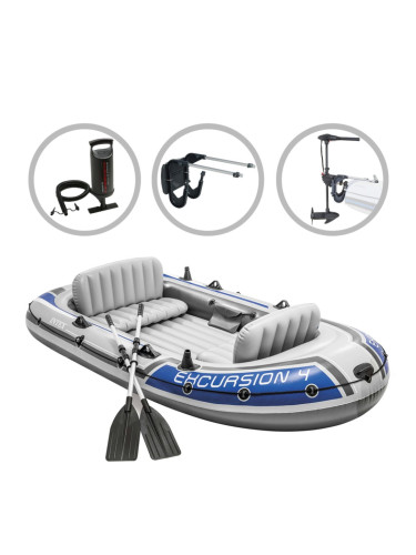 Intex Надуваем комплект лодка Excursion 4 с двигател и скоба