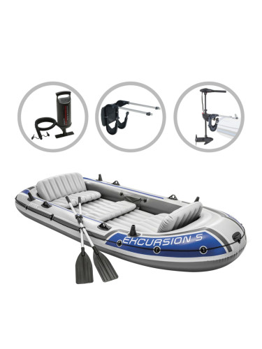 Intex Надуваем комплект лодка Excursion 5 с двигател и скоба