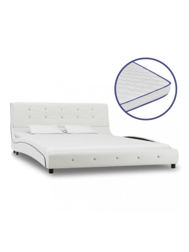 Sonata Легло с мемори матрак, бяло, изкуствена кожа, 140x200 см