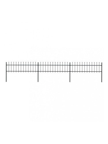 Sonata Градинска ограда с пики, стомана, 5,1x0,6 м, черна