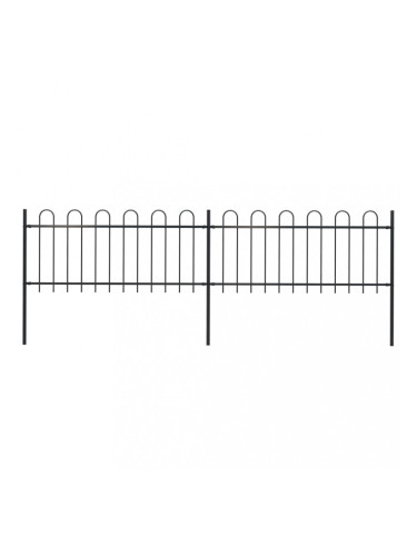 Sonata Градинска ограда с извити върхове, стомана, 3,4x0,8 м, черна