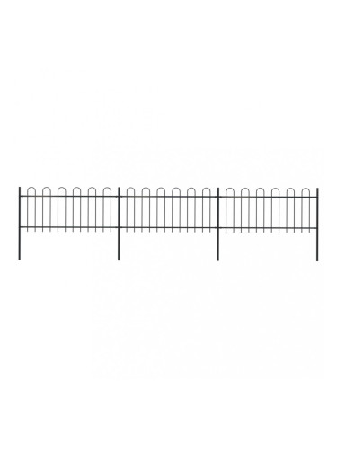 Sonata Градинска ограда с извити върхове, стомана, 5,1x0,8 м, черна