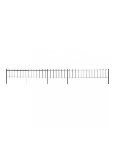 Sonata Градинска ограда с извити върхове, стомана, 8,5x0,8 м, черна