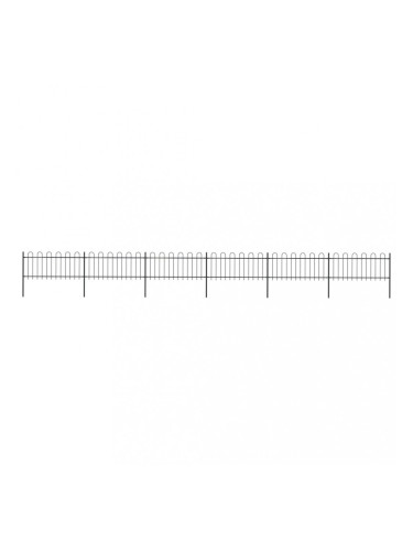 Sonata Градинска ограда с извити върхове, стомана, 10,2x0,8 м, черна