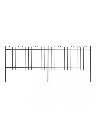 Sonata Градинска ограда с извити върхове, стомана, 3,4x1 м, черна
