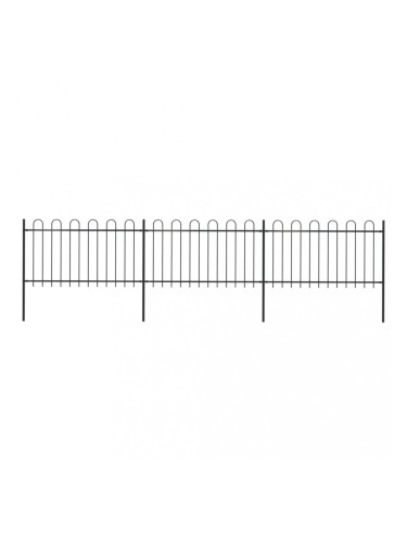 Sonata Градинска ограда с извити върхове, стомана, 5,1x1 м, черна