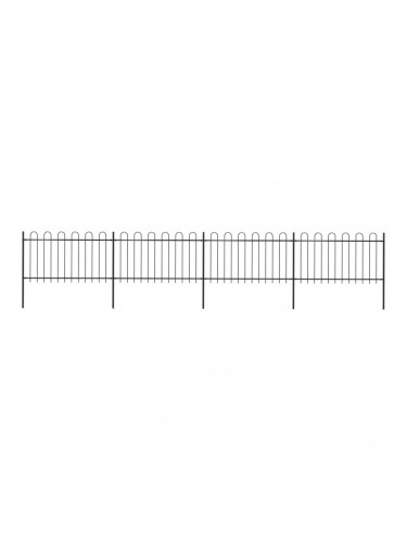 Sonata Градинска ограда с извити върхове, стомана, 6,8x1 м, черна