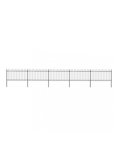 Sonata Градинска ограда с извити върхове, стомана, 8,5x1 м, черна