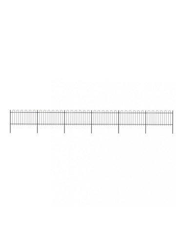 Sonata Градинска ограда с извити върхове, стомана, 10,2x1 м, черна