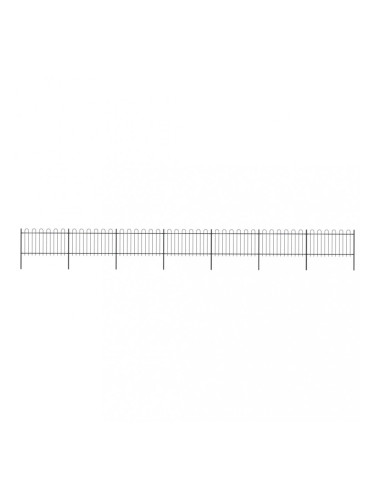 Sonata Градинска ограда с извити върхове, стомана, 11,9x1 м, черна