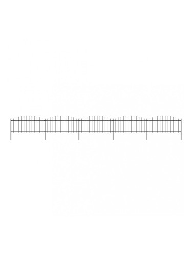 Sonata Градинска ограда с пики, стомана, (0,5-0,75)x8,5 м, черна