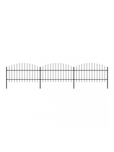 Sonata Градинска ограда с пики, стомана, (1-1,25)x5,1 м, черна