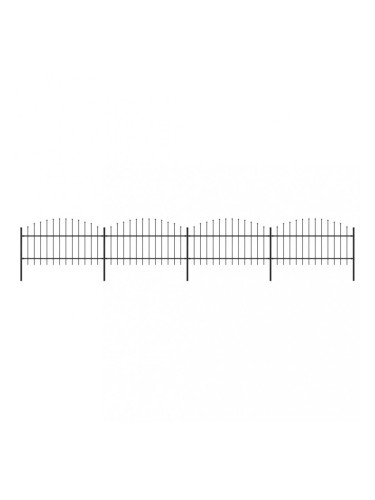 Sonata Градинска ограда с пики, стомана, (1-1,25)x6,8 м, черна