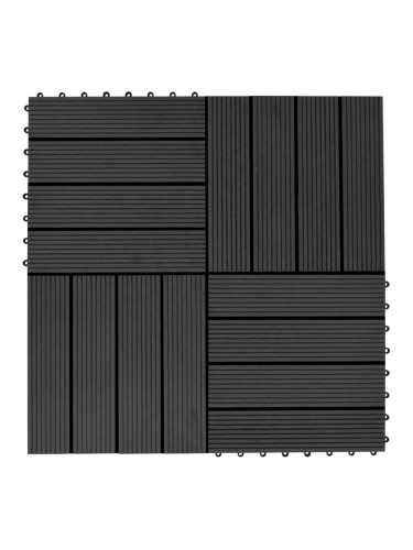 Sonata 22 бр декинг плочки, 30x30 см, 2 кв.м., WPC, черни