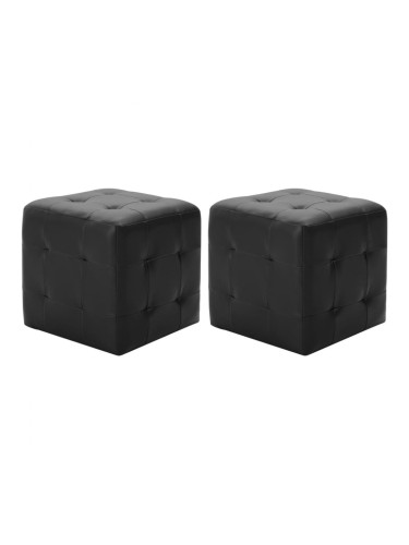 Sonata Пуфове, 2 бр, черни, 30x30x30 см, изкуствена кожа