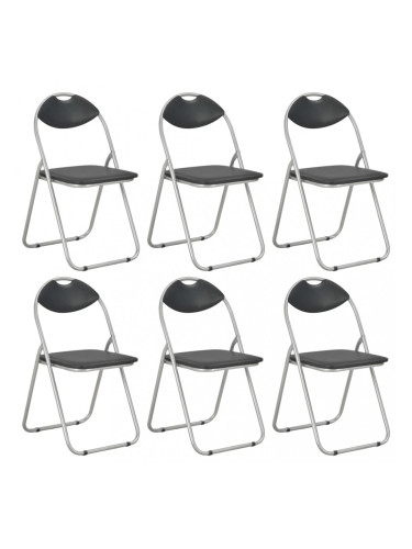 Sonata Сгъваеми трапезни столове, 6 бр, черни, изкуствена кожа