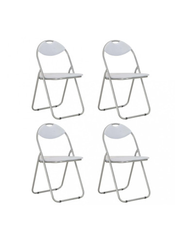 Sonata Сгъваеми трапезни столове, 4 бр, бели, изкуствена кожа