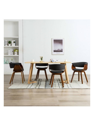 Sonata Трапезни столове, 4 бр, сиви, извито дърво и текстил