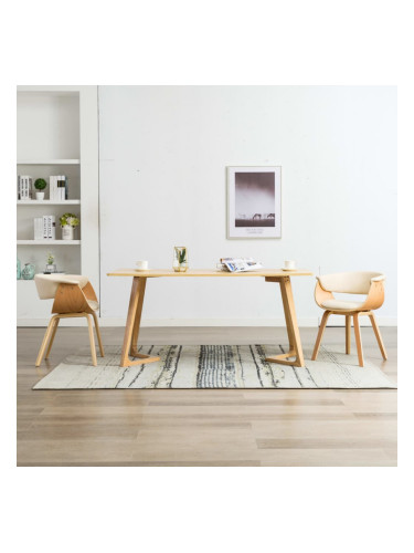 Sonata Трапезни столове, 2 бр, кремави, извито дърво и изкуствена кожа