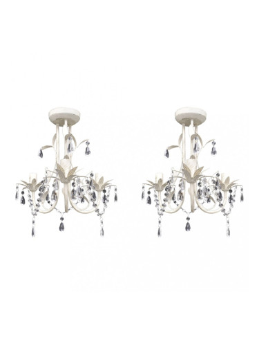 Sonata Кристални полилеи/пендели за таван, 2 бр, елегантни, бели