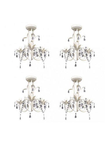 Sonata Кристални полилеи/пендели за таван, 4 бр, елегантни, бели