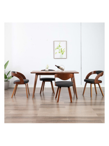 Sonata Трапезни столове, 4 бр, тъмносиви, извито дърво и текстил