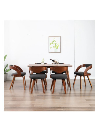 Sonata Трапезни столове, 6 бр, тъмносиви, извито дърво и текстил