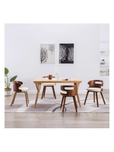 Sonata Трапезни столове, 4 бр, кремави, извито дърво и изкуствена кожа