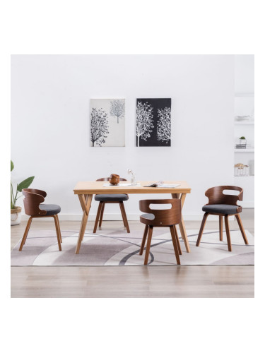 Sonata Трапезни столове, 4 бр, тъмносиви, извито дърво и текстил