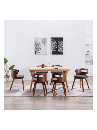 Sonata Трапезни столове, 6 бр, тъмносиви, извито дърво и текстил