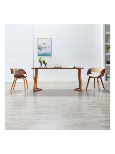 Sonata Трапезни столове, 2 бр, кремави, извито дърво и изкуствена кожа