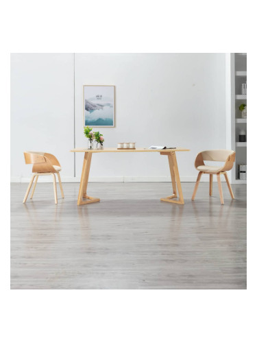 Sonata Трапезни столове, 2 бр, кремави, извито дърво и изкуствена кожа