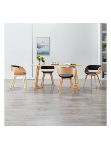 Sonata Трапезни столове, 4 бр, черни, извито дърво и изкуствена кожа