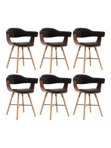 Sonata Трапезни столове, 6 бр, черни, изкуствена кожа и извито дърво