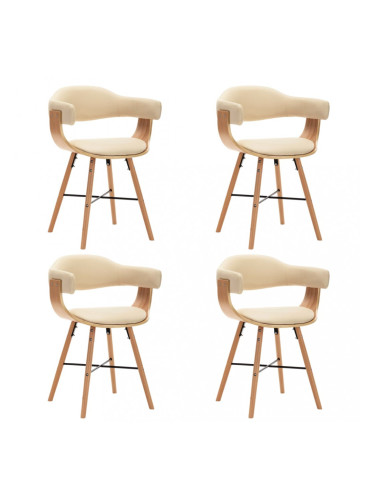 Sonata Трапезни столове, 4 бр, кремави, изкуствена кожа и извито дърво