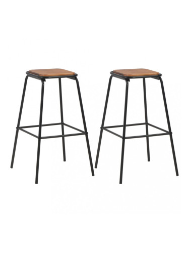 Sonata Бар табуретки, 2 бр, черни, бор масив и стомана