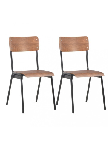 Sonata Трапезни столове, 2 бр, кафяви, твърд шперплат, стомана