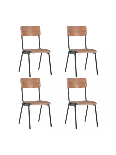 Sonata Трапезни столове, 4 бр, кафяви, твърд шперплат, стомана