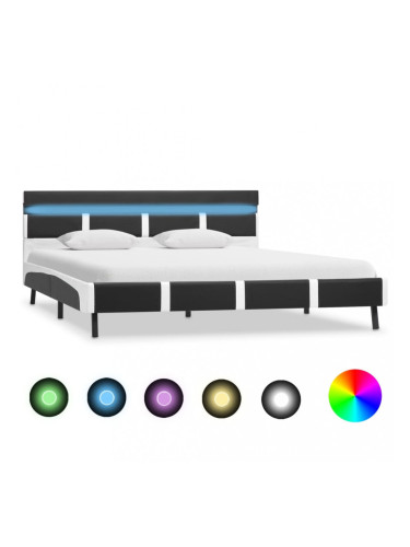 Sonata Рамка за легло с LED, сива, изкуствена кожа, 140x200 cм