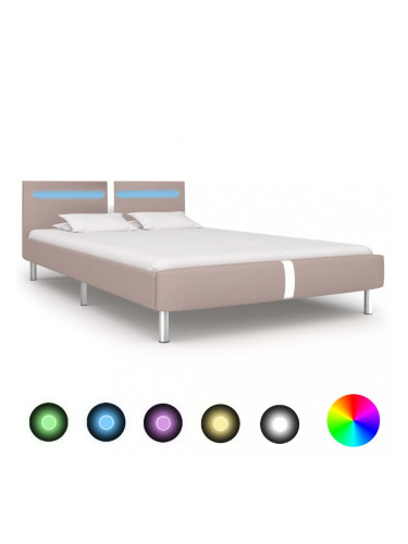Sonata Рамка за легло с LED, капучино, изкуствена кожа, 120x200 cм