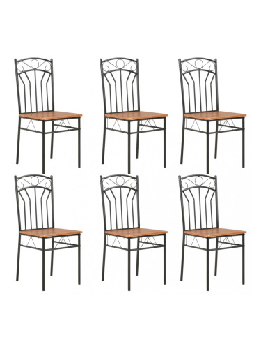 Sonata Трапезни столове, 6 бр, кафяви, МДФ