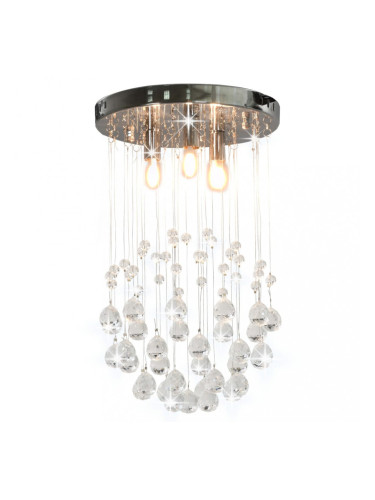 Sonata Полилей с кристали, сребрист, сферичен, 3 х G9 крушки