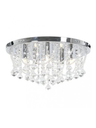 Sonata Полилей с кристали, сребрист, кръгъл, 4 х G9 крушки