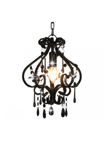 Sonata Полилей с кристали, черен, кръгъл, E14