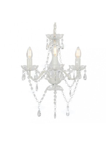 Sonata Полилей с кристали, бял, кръгъл, 3 х Е14