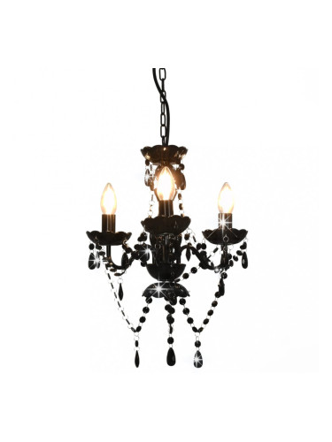 Sonata Полилей с кристали, черен, кръгъл, 3 х Е14