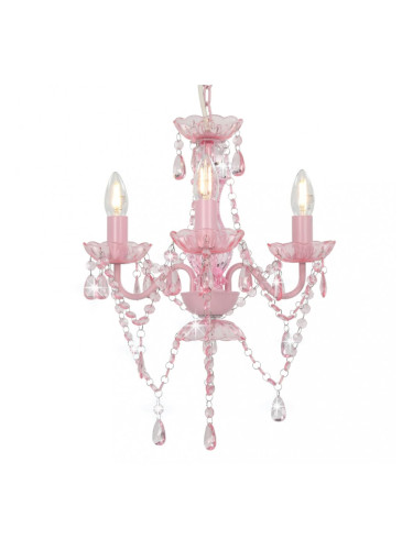 Sonata Полилей с кристали, розов, кръгъл, 3 х Е14